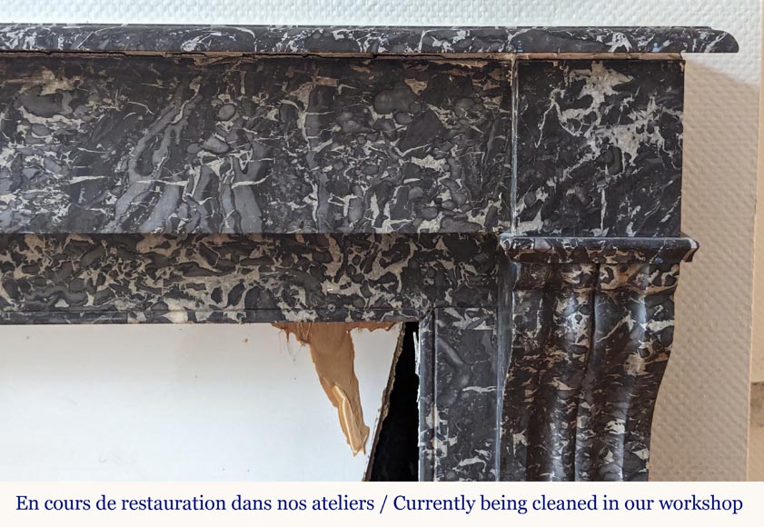 Napoleon III style mantel in Sainte Anne Gris marble Napoleon III style mantel in Sainte Anne Gris marble-7