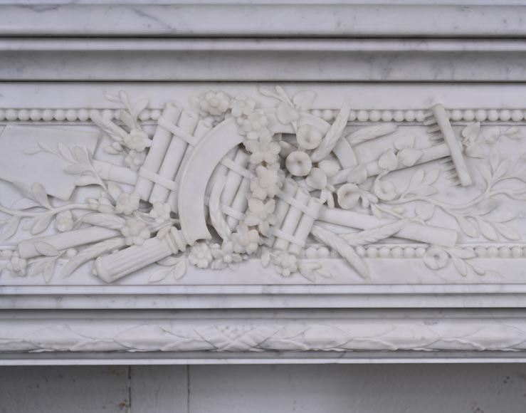 Napoleon III style mantel in Carrara marble with wheat ears Napoleon III style mantel in Carrara marble with wheat ears-2