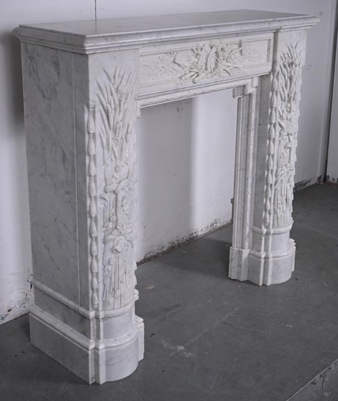 Napoleon III style mantel in Carrara marble with wheat ears Napoleon III style mantel in Carrara marble with wheat ears-6