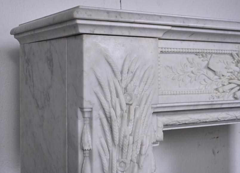 Napoleon III style mantel in Carrara marble with wheat ears Napoleon III style mantel in Carrara marble with wheat ears-7