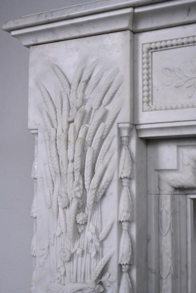 Napoleon III style mantel in Carrara marble with wheat ears Napoleon III style mantel in Carrara marble with wheat ears-8