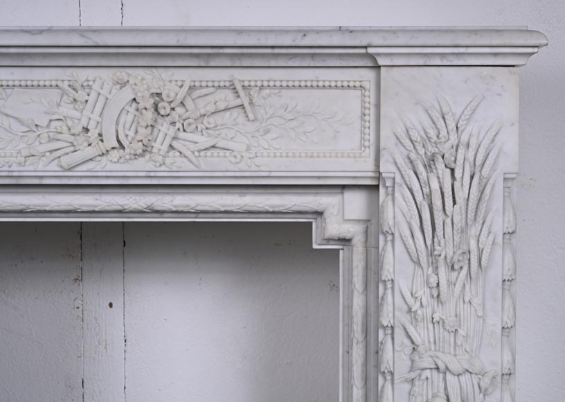 Napoleon III style mantel in Carrara marble with wheat ears Napoleon III style mantel in Carrara marble with wheat ears-13