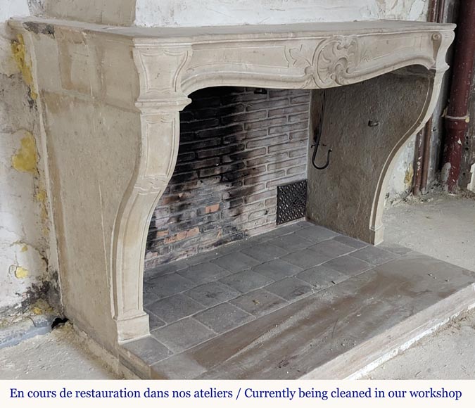 Louis XV style Bourguignonne stone mantel Louis XV style Bourguignonne stone mantel-3