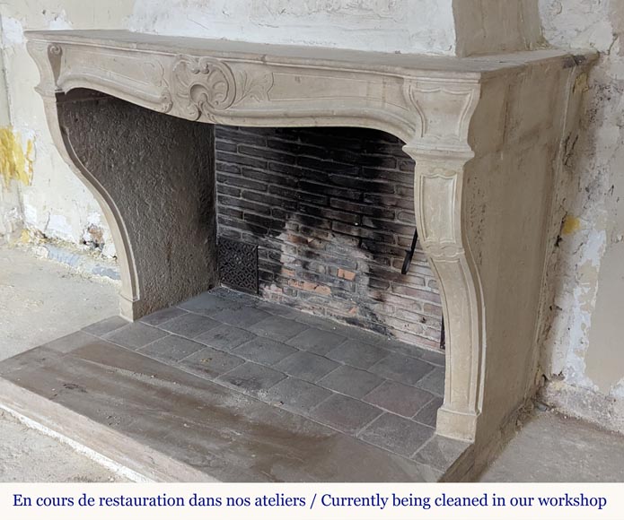 Louis XV style Bourguignonne stone mantel Louis XV style Bourguignonne stone mantel-7