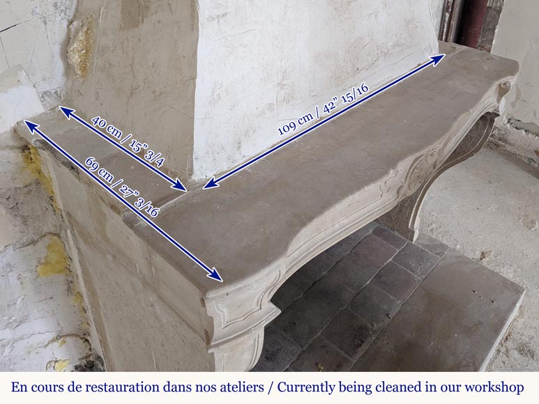 Louis XV style Bourguignonne stone mantel Louis XV style Bourguignonne stone mantel-10