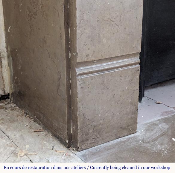 Louis XVI style mantel in Lunel marble Louis XVI style mantel in Lunel marble-4