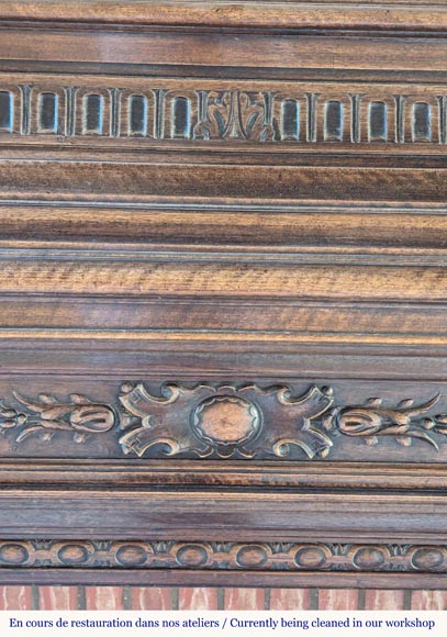 Napoleon III style walnut wood mantel with overmantel Napoleon III style walnut wood mantel with overmantel-5