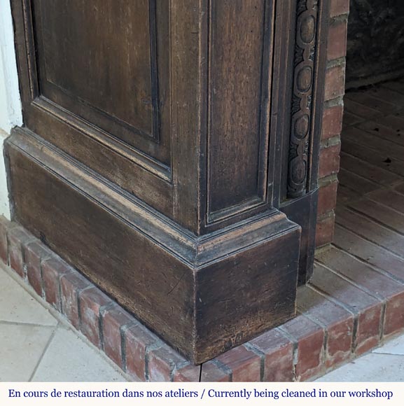 Napoleon III style walnut wood mantel with overmantel Napoleon III style walnut wood mantel with overmantel-9