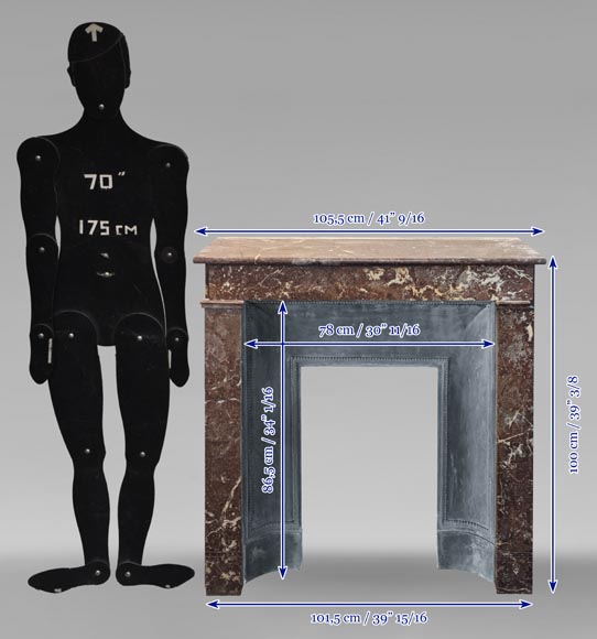 Napoleon III style mantel in Rouge du Nord marble Napoleon III style mantel in Rouge du Nord marble-9