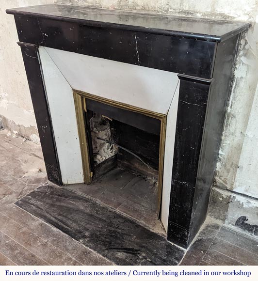 Cheminée de style Napoléon III en marbre noir moucheté Cheminée de style Napoléon III en marbre noir moucheté-5