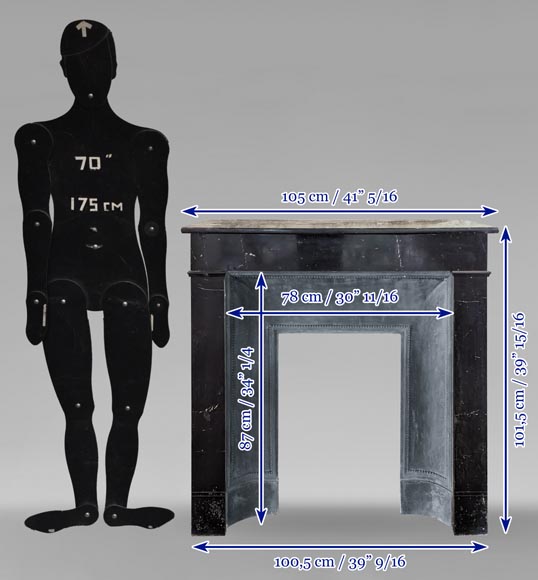 Cheminée de style Napoléon III en marbre noir moucheté Cheminée de style Napoléon III en marbre noir moucheté-9