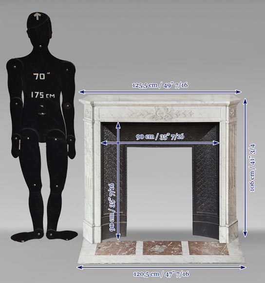 Louis XVI style mantel in Carrara marble adorned with a laurel wreath Louis XVI style mantel in Carrara marble adorned with a laurel wreath-11