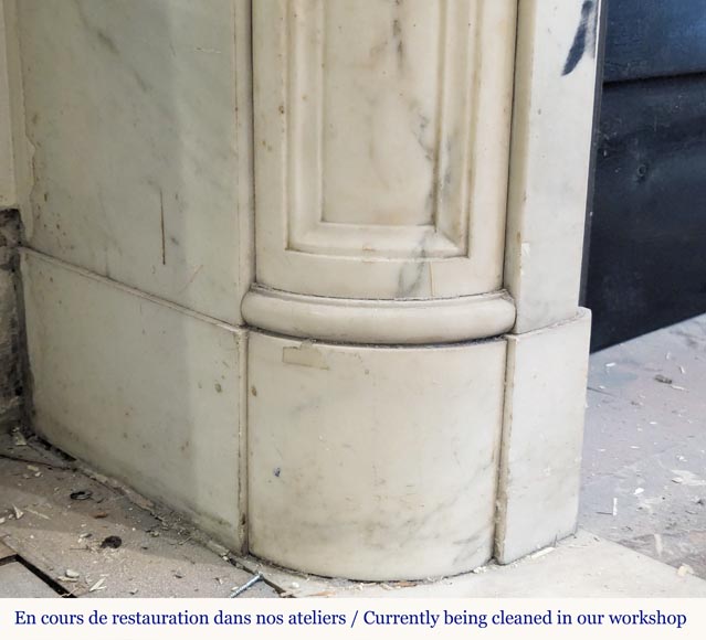 Louis XVI style mantel with rounded corners in statuary marble decorated in bronze Louis XVI style mantel with rounded corners in statuary marble decorated in bronze-4