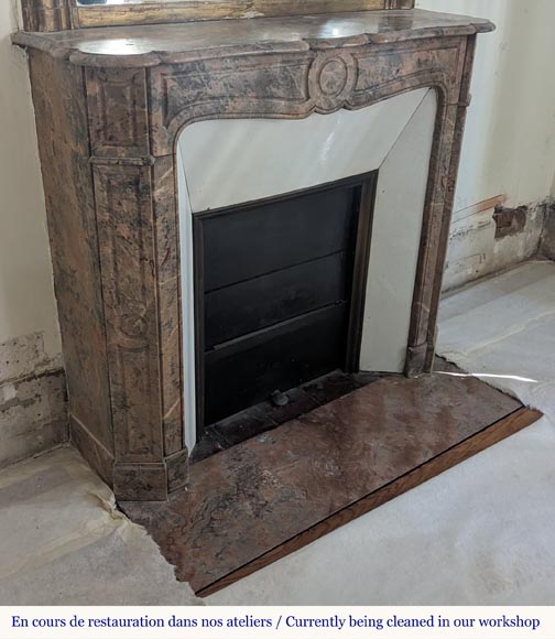 Louis XV style Pompadour mantel in Enjugerais marble Louis XV style Pompadour mantel in Enjugerais marble-2