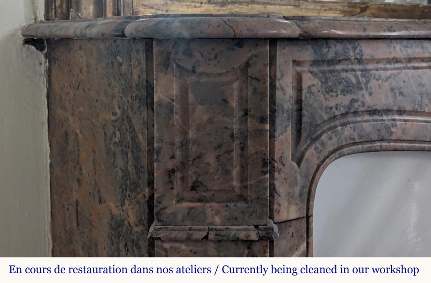 Louis XV style Pompadour mantel in Enjugerais marble Louis XV style Pompadour mantel in Enjugerais marble-3