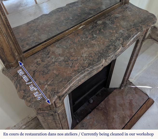 Louis XV style Pompadour mantel in Enjugerais marble Louis XV style Pompadour mantel in Enjugerais marble-9