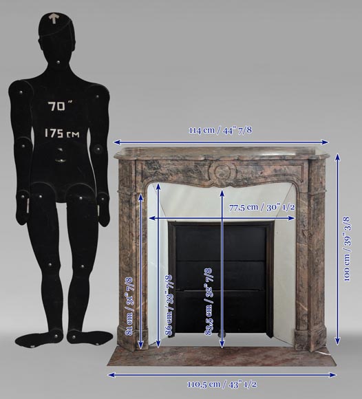 Louis XV style Pompadour mantel in Enjugerais marble Louis XV style Pompadour mantel in Enjugerais marble-10