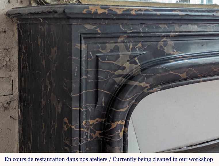 Louis XIV style mantel in Portor marble Louis XIV style mantel in Portor marble-3