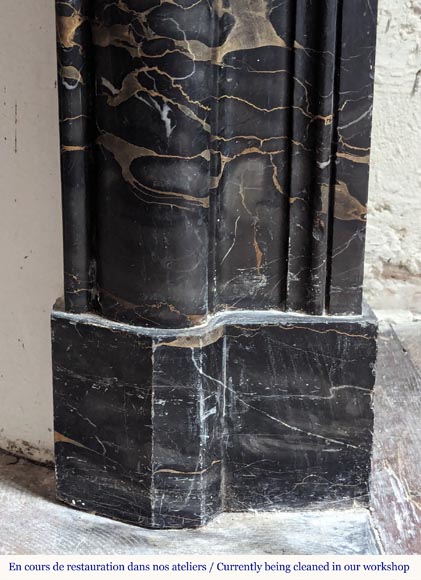 Louis XIV style mantel in Portor marble Louis XIV style mantel in Portor marble-7