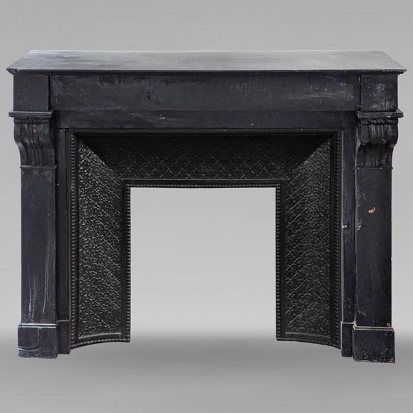 Napoleon III style mantel with black marble modillions Napoleon III style mantel with black marble modillions-0