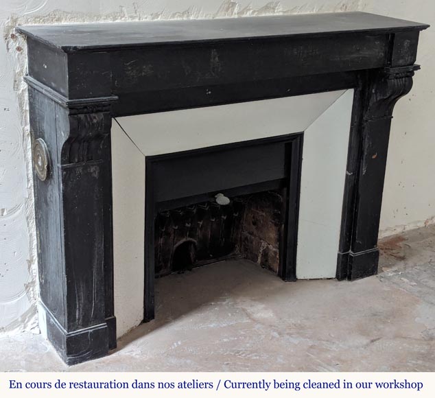 Napoleon III style mantel with black marble modillions Napoleon III style mantel with black marble modillions-2