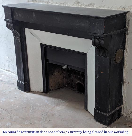 Napoleon III style mantel with black marble modillions Napoleon III style mantel with black marble modillions-5