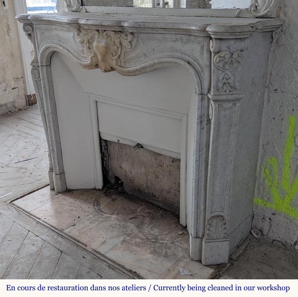 Louis XV style mantel in Carrara marble Louis XV style mantel in Carrara marble-5
