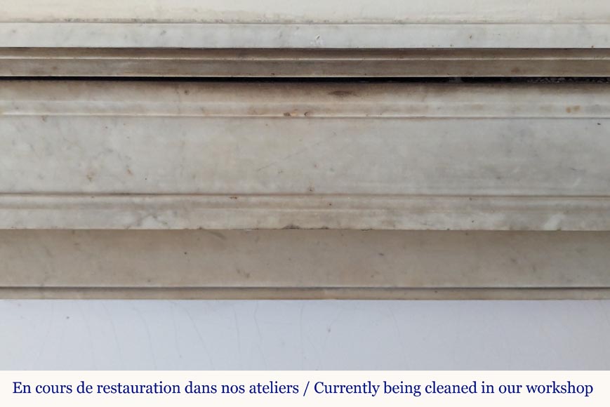 Napoleon III style mantel with modillion in Carrara marble Napoleon III style mantel with modillion in Carrara marble-1