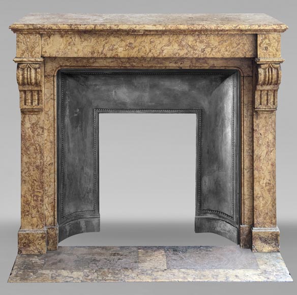 Napoleon III style mantel with modillion in Brocatelle marble Napoleon III style mantel with modillion in Brocatelle marble-0