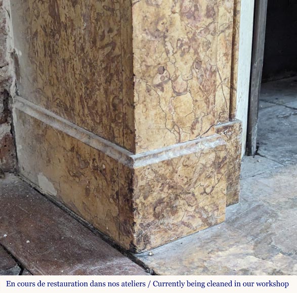 Napoleon III style mantel with modillion in Brocatelle marble Napoleon III style mantel with modillion in Brocatelle marble-4