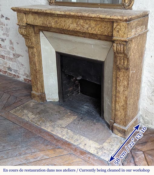 Napoleon III style mantel with modillion in Brocatelle marble Napoleon III style mantel with modillion in Brocatelle marble-5