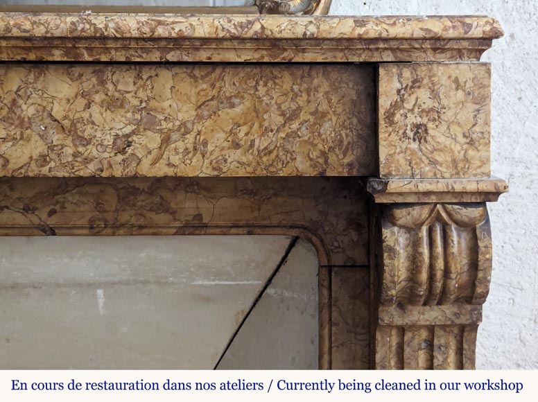 Napoleon III style mantel with modillion in Brocatelle marble Napoleon III style mantel with modillion in Brocatelle marble-6