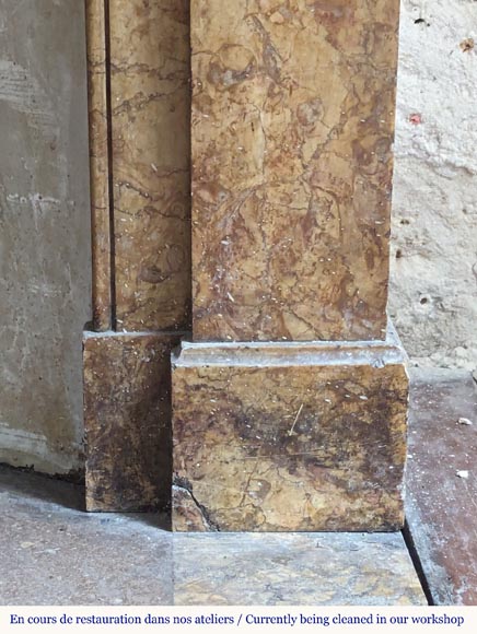 Napoleon III style mantel with modillion in Brocatelle marble Napoleon III style mantel with modillion in Brocatelle marble-7