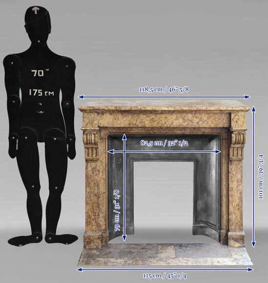 Napoleon III style mantel with modillion in Brocatelle marble Napoleon III style mantel with modillion in Brocatelle marble-10