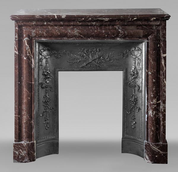 Louis XIV style mantel in Rouge du Nord marble Louis XIV style mantel in Rouge du Nord marble-0