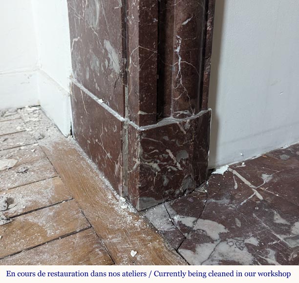 Louis XIV style mantel in Rouge du Nord marble Louis XIV style mantel in Rouge du Nord marble-4