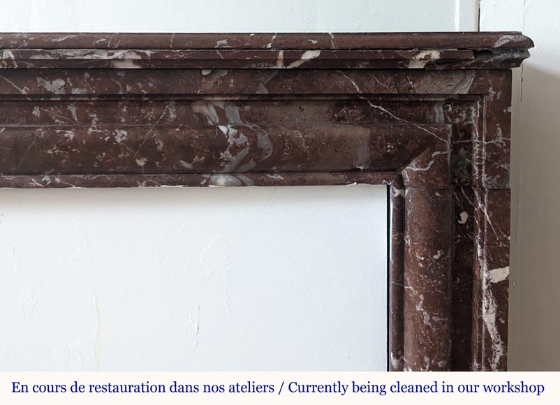 Louis XIV style mantel in Rouge du Nord marble Louis XIV style mantel in Rouge du Nord marble-6