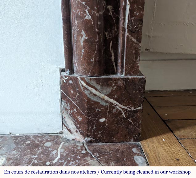 Louis XIV style mantel in Rouge du Nord marble Louis XIV style mantel in Rouge du Nord marble-7