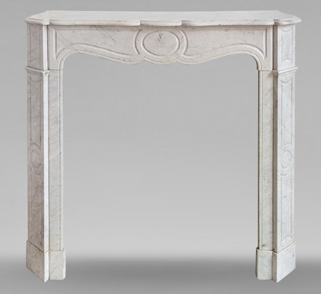 Louis XV style Pompadour flat mantel in Carrara marble Louis XV style Pompadour flat mantel in Carrara marble-0