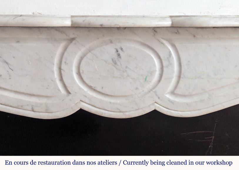 Louis XV style Pompadour flat mantel in Carrara marble Louis XV style Pompadour flat mantel in Carrara marble-1