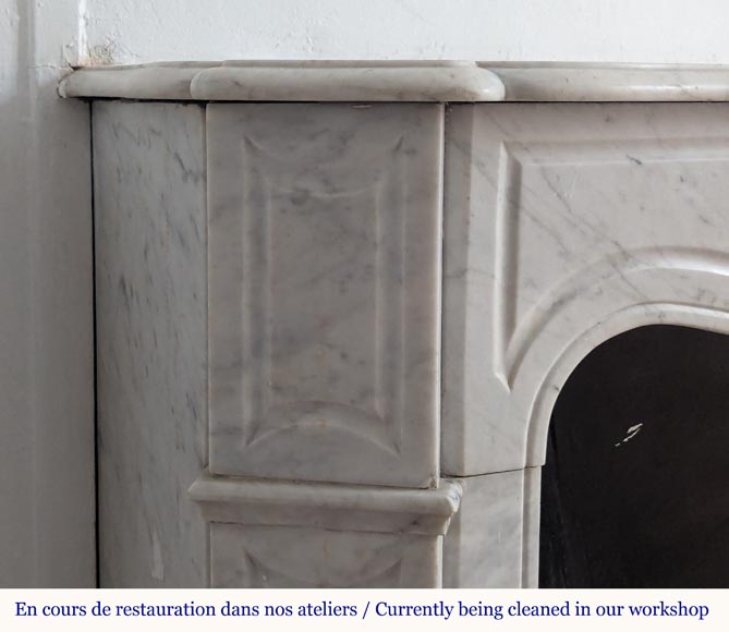 Louis XV style Pompadour flat mantel in Carrara marble Louis XV style Pompadour flat mantel in Carrara marble-3