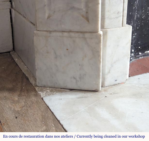 Louis XV style Pompadour flat mantel in Carrara marble Louis XV style Pompadour flat mantel in Carrara marble-4