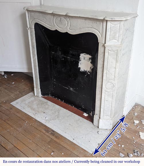 Louis XV style Pompadour flat mantel in Carrara marble Louis XV style Pompadour flat mantel in Carrara marble-5