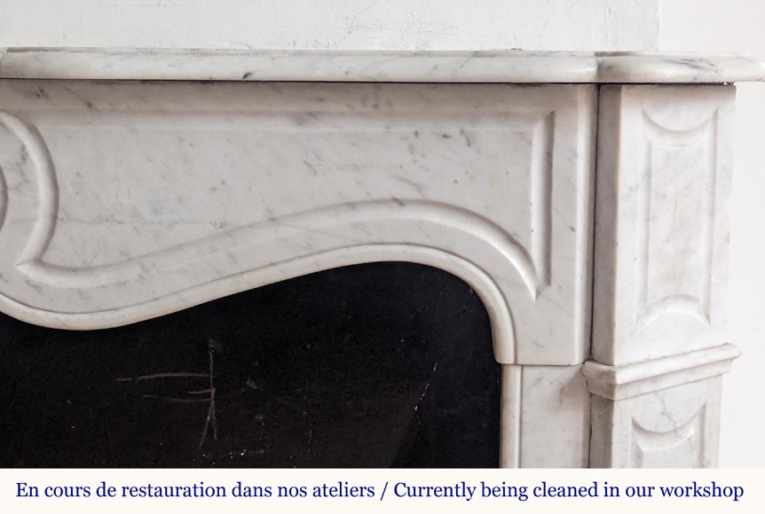 Louis XV style Pompadour flat mantel in Carrara marble Louis XV style Pompadour flat mantel in Carrara marble-6
