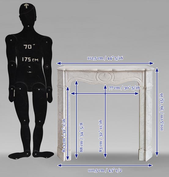 Louis XV style Pompadour flat mantel in Carrara marble Louis XV style Pompadour flat mantel in Carrara marble-10