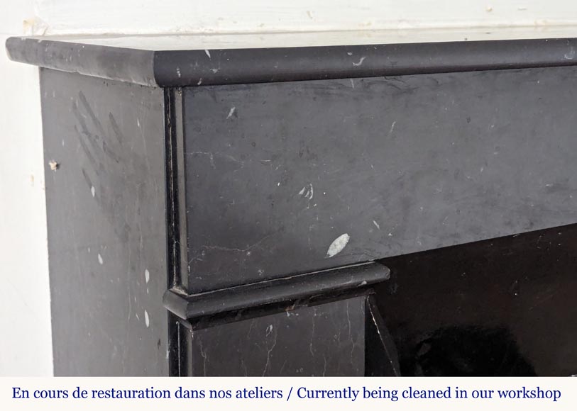Napoleon III style simple mantel in black speckled marble Napoleon III style simple mantel in black speckled marble-3