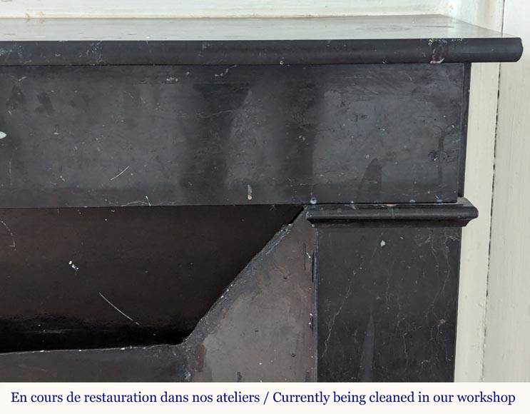 Napoleon III style simple mantel in black speckled marble Napoleon III style simple mantel in black speckled marble-6