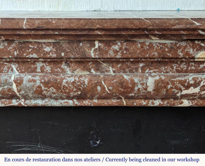 Louis XIV style mantel in Rouge du Nord marble Louis XIV style mantel in Rouge du Nord marble-1