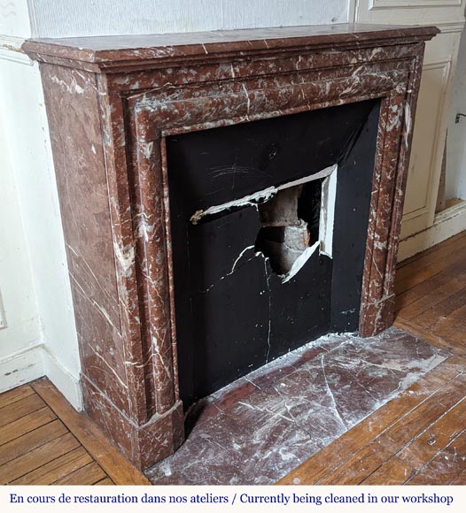 Louis XIV style mantel in Rouge du Nord marble Louis XIV style mantel in Rouge du Nord marble-2
