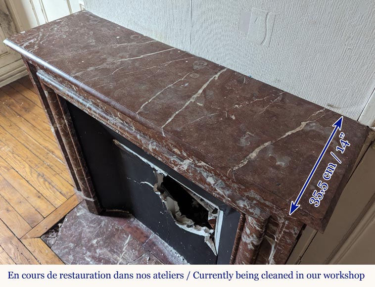 Louis XIV style mantel in Rouge du Nord marble Louis XIV style mantel in Rouge du Nord marble-8